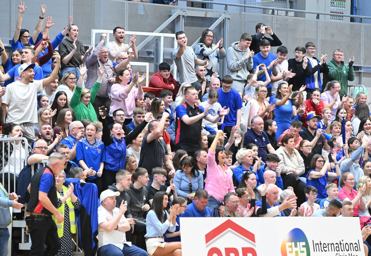 Delight for UCC Demons supporters against Energywise Ireland Neptune during the Men's Super League quarter final replay at the Mardyke Arena. Picture: Eddie O'Hare