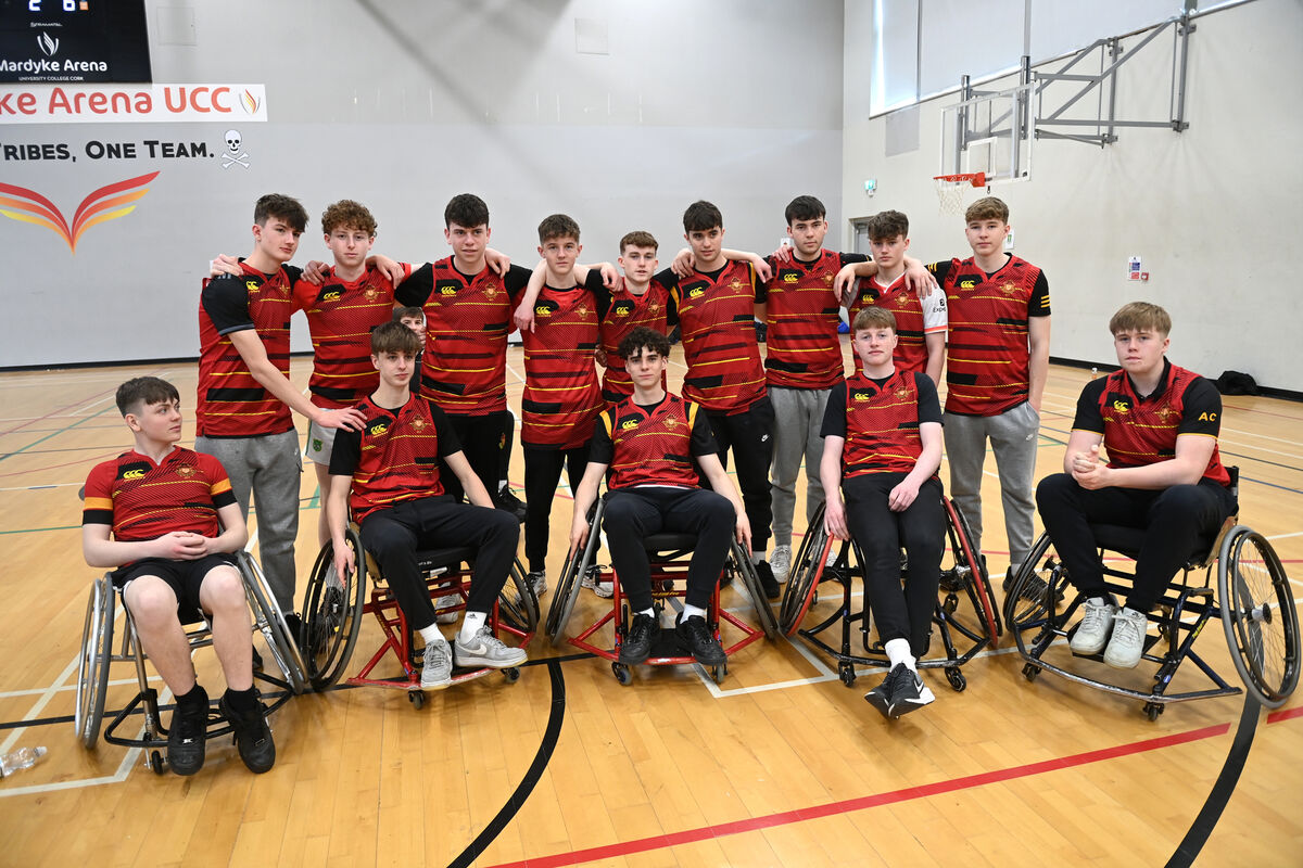 Students from Christian Brothers College CBC Cork at the Wheelchair Basketball4All event for transition year students at Mardyke Arena, UCC on Thursday 13th March 2025. The event is in collaboration with the B.Ed. Physical Education, Sports Studies and Arts programme in University College Cork and Irish Wheelchair Association Sport, UCC Sport and the Mardyke Arena. Pic Larry Cummins