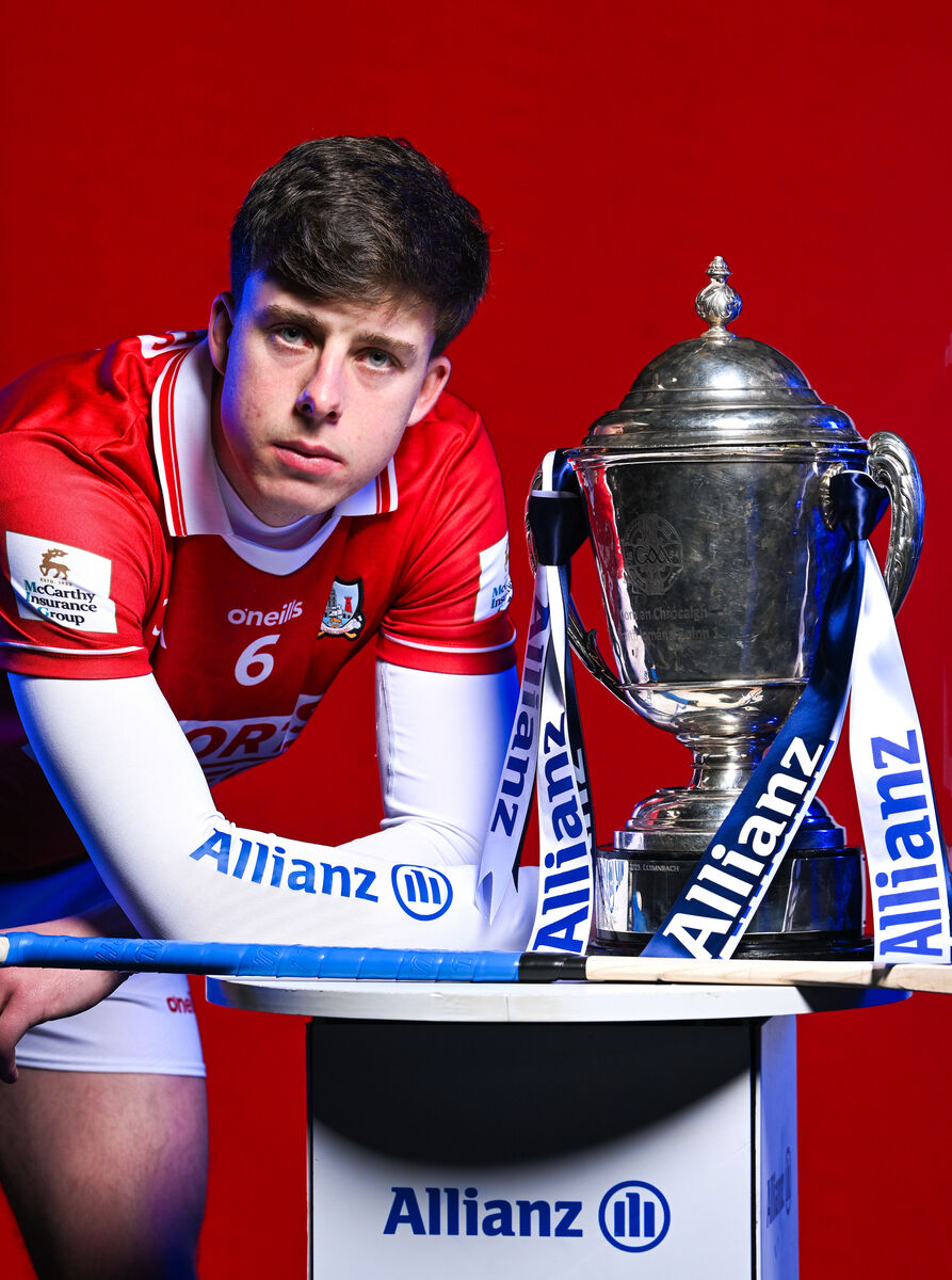 Robert Downey of Cork with the Division 1A trophy. Photo by Brendan Moran/Sportsfile Robert Downey of Cork with the Division 1A trophy. Photo by Brendan Moran/Sportsfile