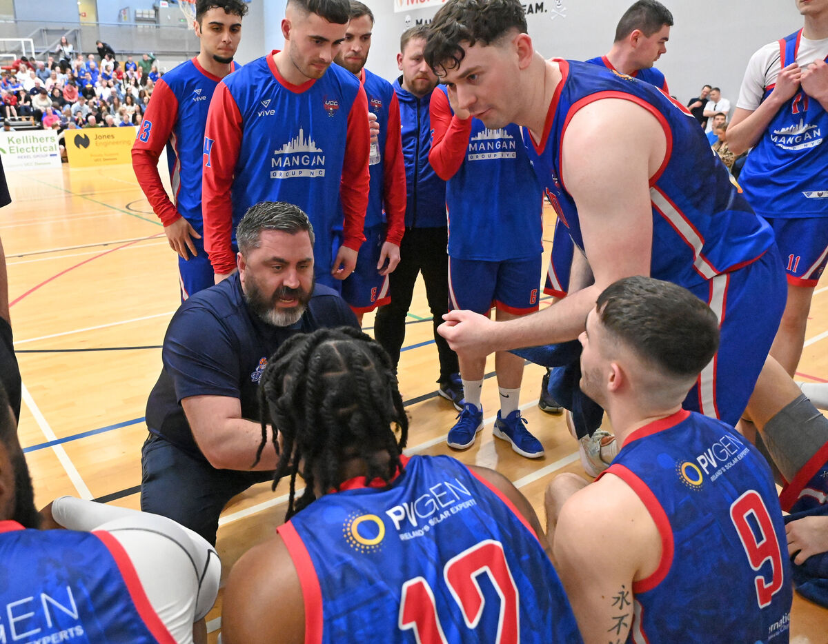UCC Demons' coach Daniel O'Mahony and captain David Lehane urging on his side. Picture: Eddie O'Hare