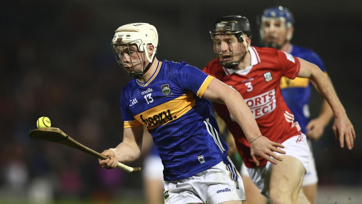 Cork's Eoin Downey chases Darragh McCarthy of Tipperary during the Allianz HL Division 1A game at FBD Semple Stadium in February. Picture: Inpho/Ken Sutton