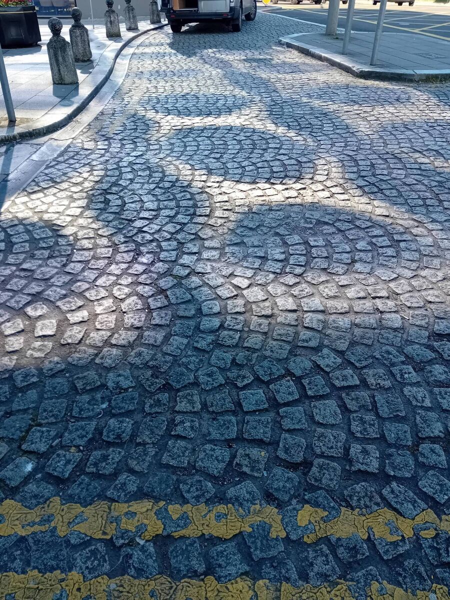 Cobbles are beautiful but small wheels on wheelchairs can get stuck in them, said Adrienne. Cobbles are beautiful but small wheels on wheelchairs can get stuck in them, said Adrienne.