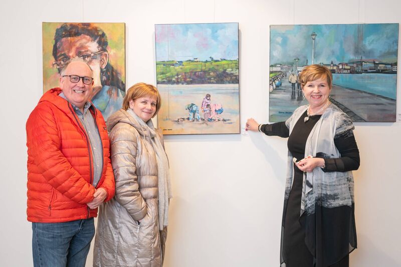 Emma has been exhibiting her work for the past three years and last year left her role in hospitality to become a full-time artist. Martin Kelleher, Rosemary Brown, Emma Jacobs. Picture: Anna Groniecka