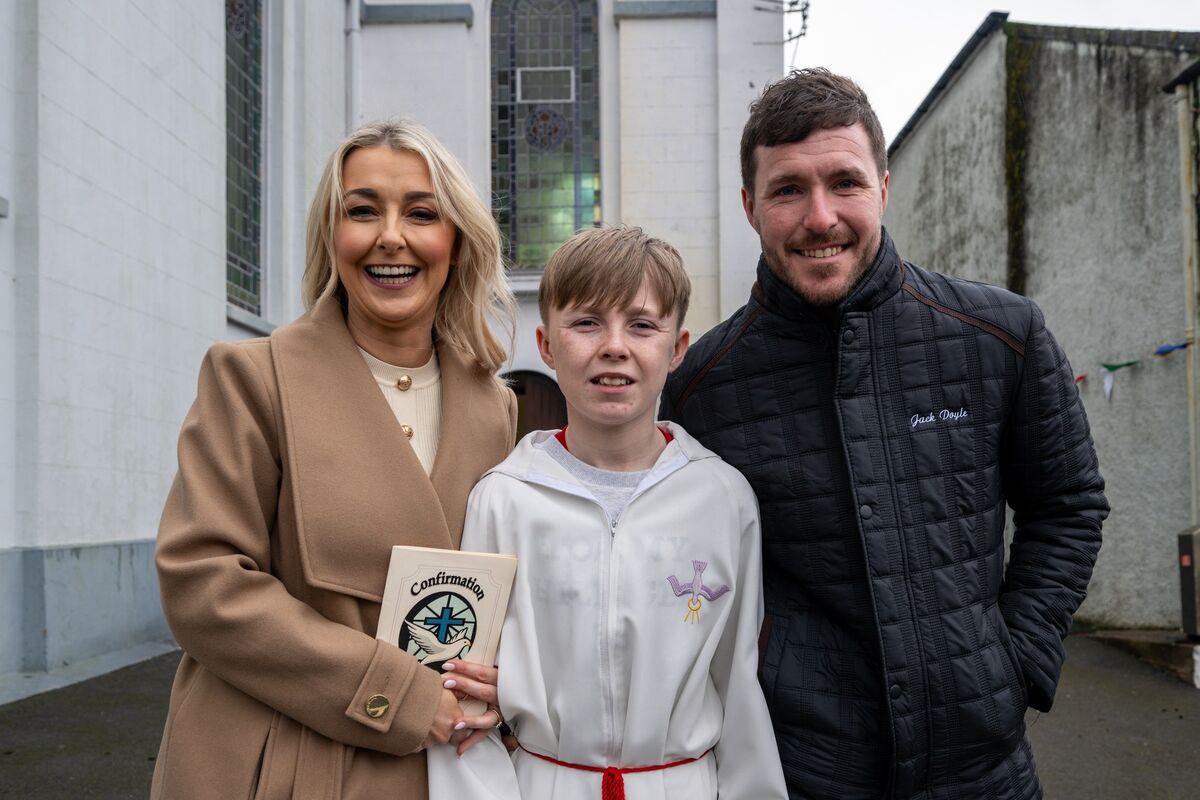 Ciara, Tiernan and Cian McCarthy attending the confirmation ceremony in St. Mary’s church in Passage West. Pictures: Chani Anderson