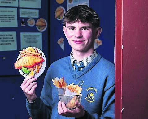 Alex Griffin, a first year student from Coláiste Muire, Réalt na Mara, Crosshaven, with his project ‘Heart of the Batter’. Alex was awarded the Junior Entrepreneurial Journey prize at the Student Enterprise Programme Regional final.