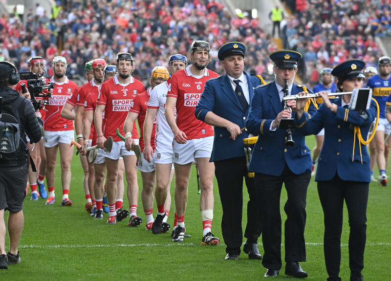 The Barrack Street Band lead the pre-match parade. Picture: Eddie O'Hare The Barrack Street Band lead the pre-match parade. Picture: Eddie O'Hare