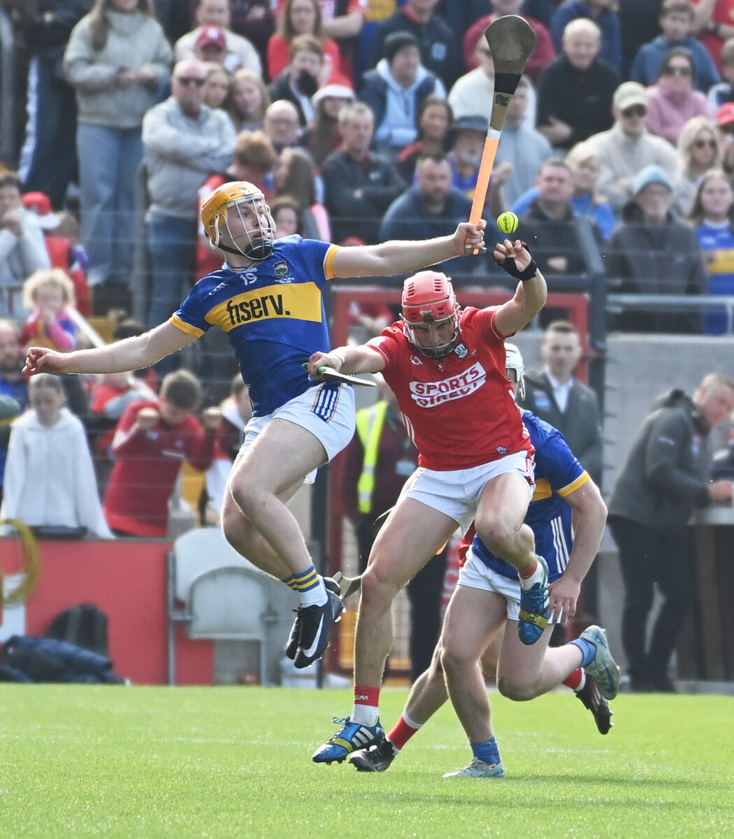  MY BALL: Cork's Ciarán Joyce and Tipperary's Sean Kenneally go high for the sliotar at SuperValu Páirc Uí Chaoimh. Picture: Eddie O'Hare