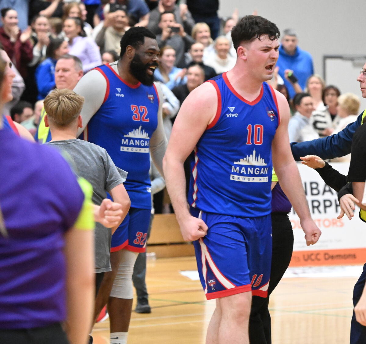 UCC Demons' Elijah Tillman and David Lehane celebrate the win over Garvey Tralee Warriors in the Men's Super League semi-final at the Mardyke Arena Picture: Eddie O'Hare UCC Demons' Elijah Tillman and David Lehane celebrate the win over Garvey Tralee Warriors in the Men's Super League semi-final at the Mardyke Arena Picture: Eddie O'Hare