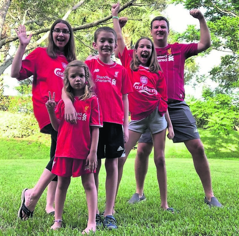 Morgan, wife Jenny and their children Caitlin, Sean, and Molly. He says: “We are all big Liverpool fans and, all going well, we hope to be celebrating the second league title in 35 years on May 25”