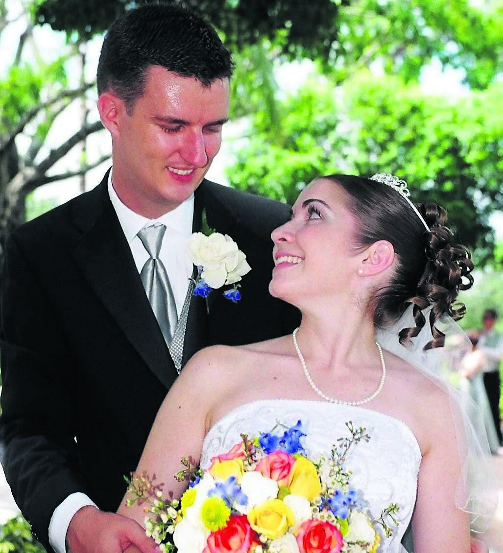 Morgan and Jenny on their wedding day. Morgan and Jenny on their wedding day.