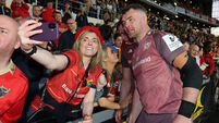 Peter O'Mahony takes a selfy with fans after the match 5/4/2025