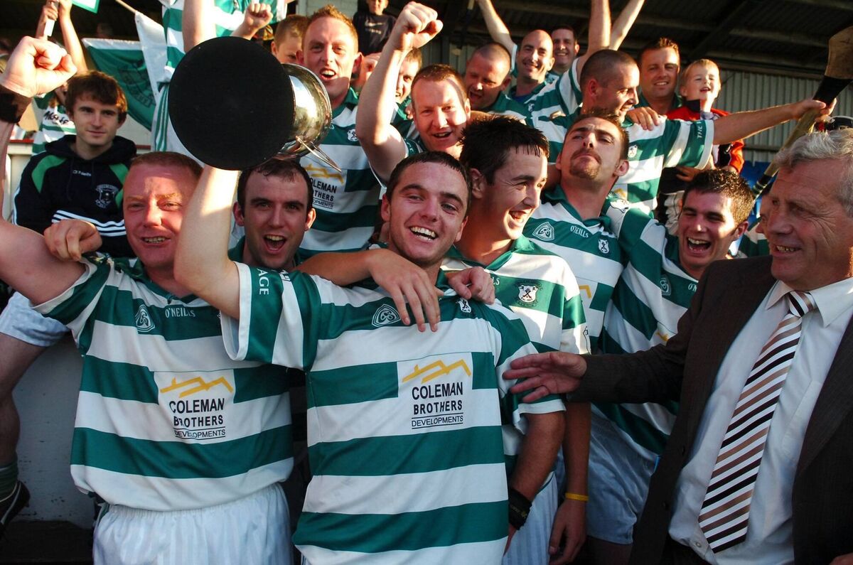 Ballinacurra captain Scott Richards and team celebrate after winning the Evening Echo Cork County Junior B Hurling final at Pairc Ui Rinn in 2009. Picture: Larry Cummins.