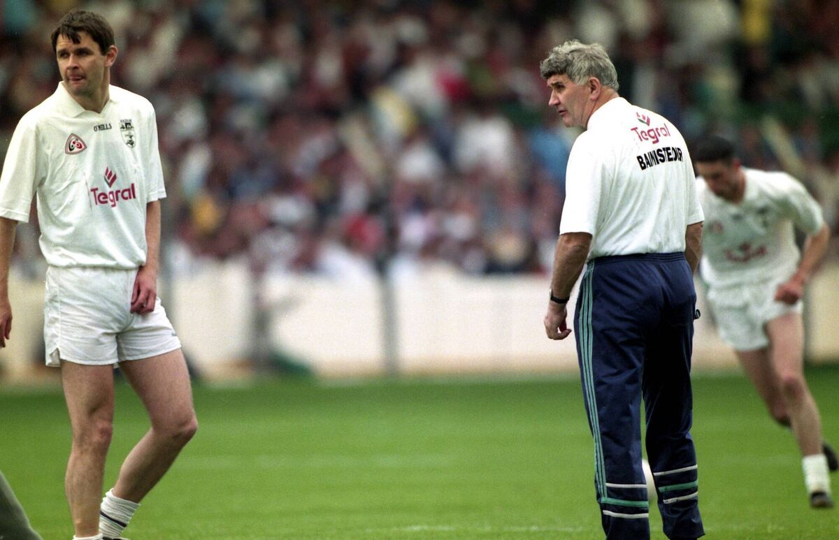 Mick O'Dwyer and his son Karl before a Leinster Championship game in 1997. Picture: INPHO/James Meehan Mick O'Dwyer and his son Karl before a Leinster Championship game in 1997. Picture: INPHO/James Meehan