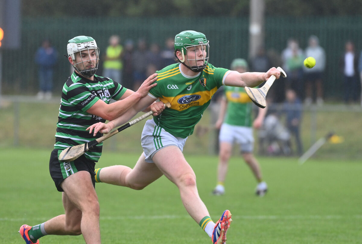 Newtownshandrum's Cormac O'Brien first to the sliotar from Douglas' Shane Kingston. Picture: Eddie O'Hare
