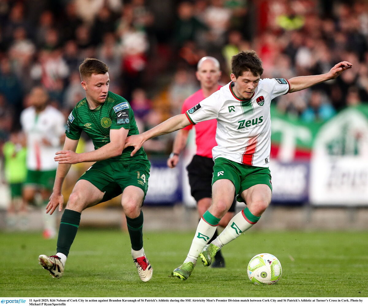 Kitt Nelson of Cork City in action against Brandon Kavanagh of St Patrick's Athletic. Picture: Michael P Ryan/Sportsfile Kitt Nelson of Cork City in action against Brandon Kavanagh of St Patrick's Athletic. Picture: Michael P Ryan/Sportsfile