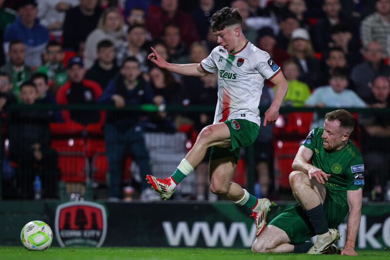 Cork City's Cathal O'Sullivan battles with Sean Hoare of St. Patrick's Athletic. Picture: ©INPHO/Ben Brady Cork City's Cathal O'Sullivan battles with Sean Hoare of St. Patrick's Athletic. Picture: ©INPHO/Ben Brady