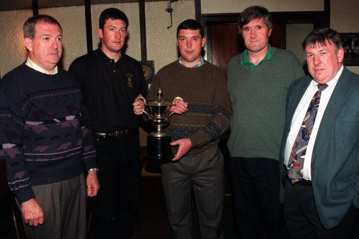 Attending a reception at Beamish and Crawford were members of the Cork Garda football team who won the County,Munster and All-Ireland senior interfirm football championship.Included are from left,Stephen Dowling,Selector,Brian Donovan,Vice-Captain,Pat Lehane,Pat Flynn,Secretary and Liam Huggins,Beamish and Crawford.Picture Dan Linehan