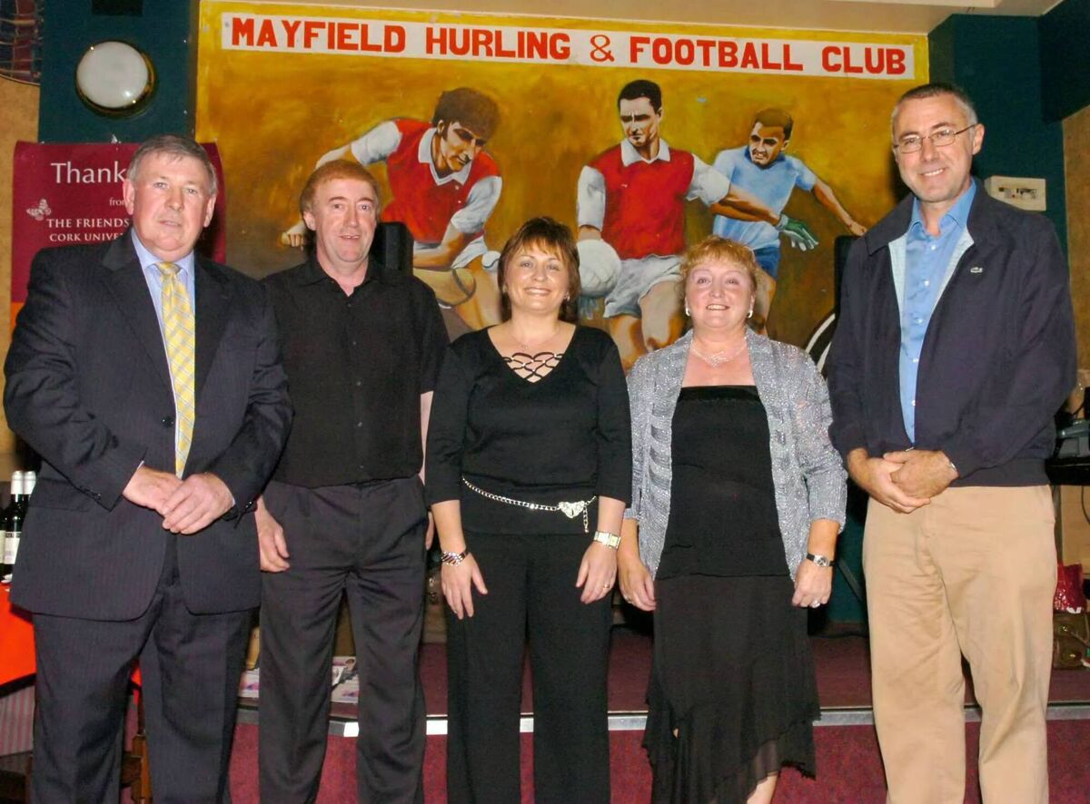 Liam Huggins, Organiser, John and Imelda Reynolds, Chairperson Friends of Unit 2D Cork University Hospital, Noreen Sexton, artist, and John Allen, at the launch of Noreen Sexton's CD at Mayfield GAA Club, in aid of the leukaemia ward at the Cork University Hospital.Picture: Richard Mills.