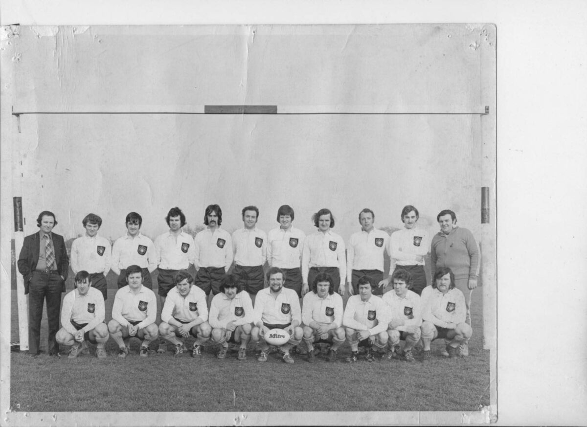 The Beamish Rugby team. Back: Michael O’Regan, Barry Patterson, Frank Green, Gerry O’Connor, Michael O’Mahony, Jim Grace, Michael Bennett, Donal McRandle, Eddie Duggan, Peter Ainscough, Kieran Clancy. Front: Liam Huggins, Dave Twomey, Jim Bogue, Olan Allen, Sean Corkery, Paddy O’Connor, Kerry Chesby, Jim Darcy, Pat Coughlan.