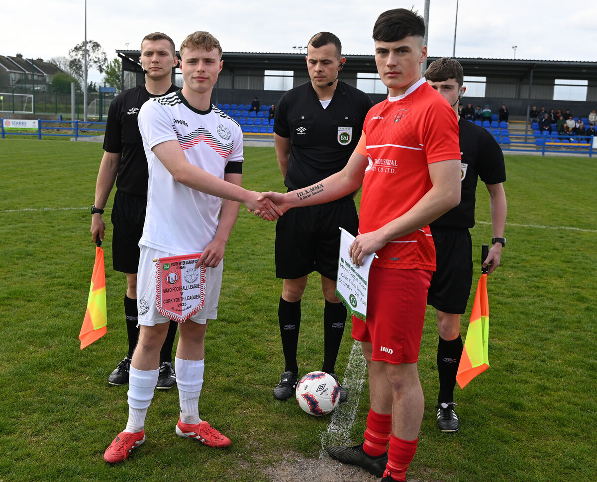 Cork captain Kealan Crowe and Mayo League captain Ashton Judge. Picture: Eddie O'Hare
