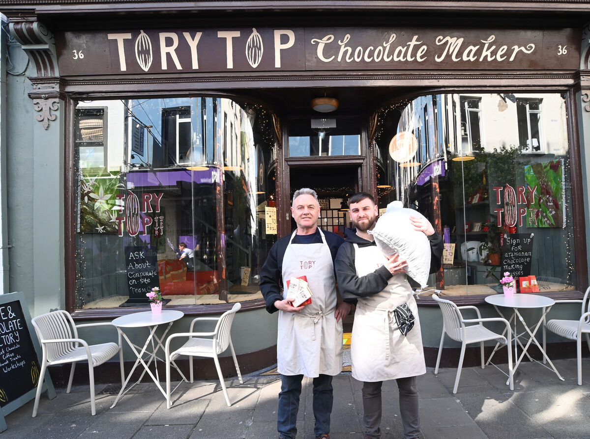 Chocolate makers Paul O'Connell, proprietor and apprentice Rory Nagle at Tory Top Chocolate makers on Marlboro Street. Picture: Larry Cummins Chocolate makers Paul O'Connell, proprietor and apprentice Rory Nagle at Tory Top Chocolate makers on Marlboro Street. Picture: Larry Cummins