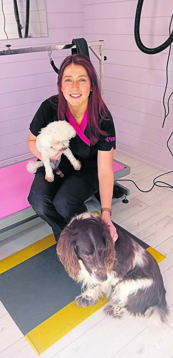 Jenny Walsh meets Adrienne Acton’s nervous Springer Flye. “Two and a half hours later, Flye was looking sharp and looking happy,” says Adrienne - pictured afterwards with Jenny on right