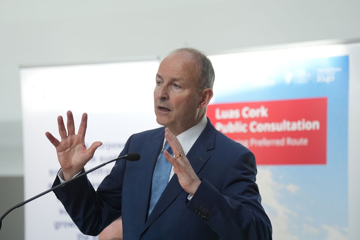 Taoiseach Micheál Martin attending the launch of the Luas Cork Emerging Preferred Route Public Consultation in Cork City Hall. Taoiseach Micheál Martin attending the launch of the Luas Cork Emerging Preferred Route Public Consultation in Cork City Hall.
