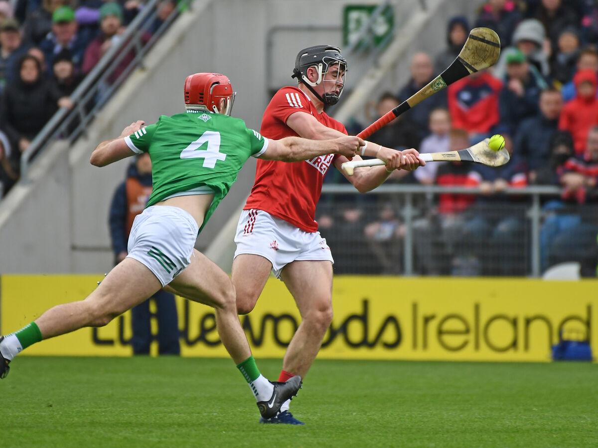 Cork's Darragh Fitzgibbon gets a shot away as Limerick's Barry Nash closes in in 2022. Picture: Eddie O'Hare Cork's Darragh Fitzgibbon gets a shot away as Limerick's Barry Nash closes in in 2022. Picture: Eddie O'Hare