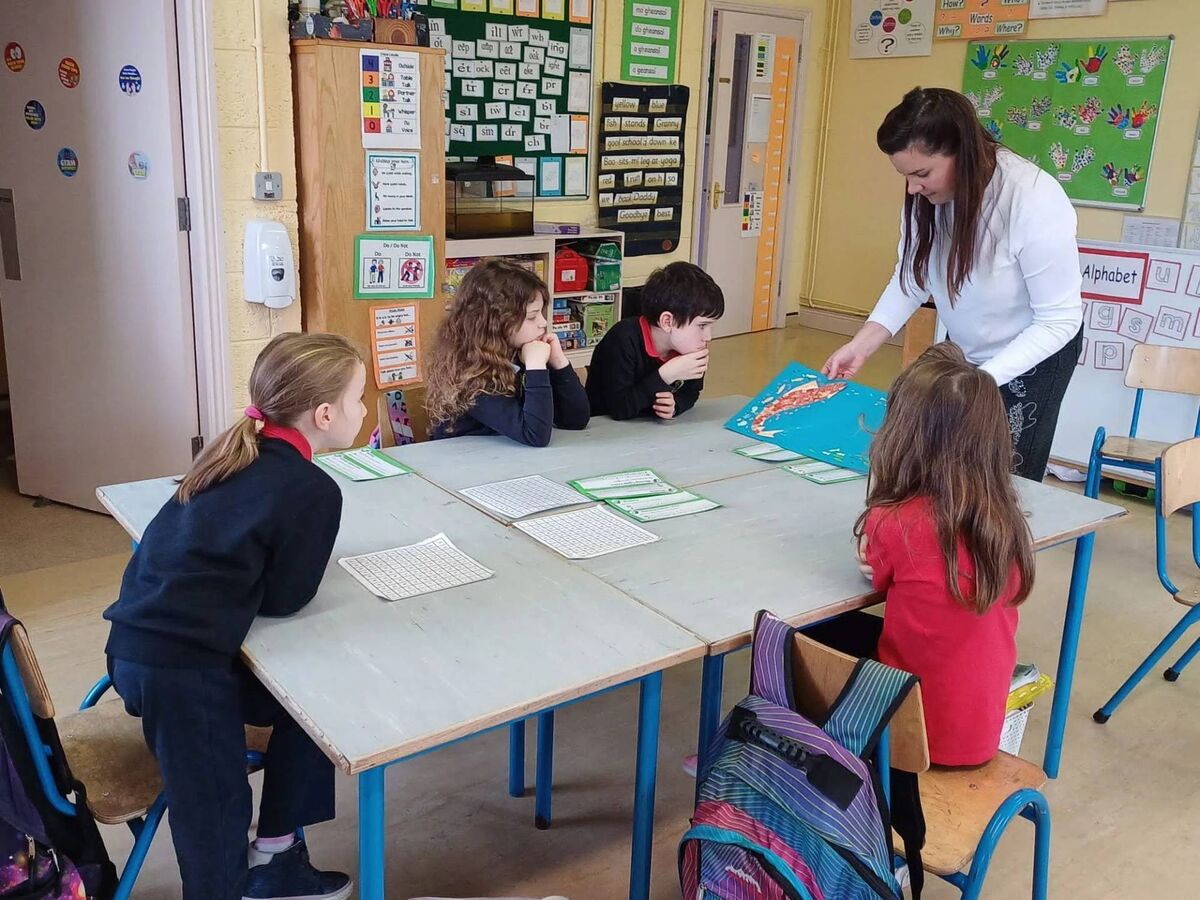 First class pupils at Togher N.S. enjoying a storytelling workshop with award-winning author and illustrator Celina Buckley First class pupils at Togher N.S. enjoying a storytelling workshop with award-winning author and illustrator Celina Buckley