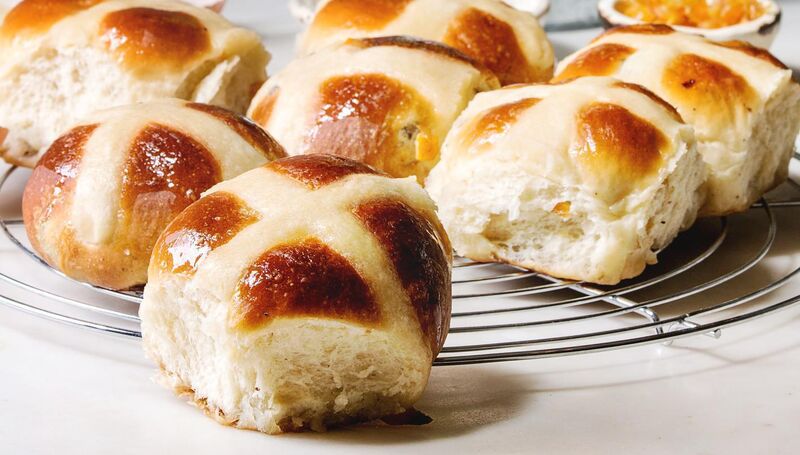 These hot cross buns are delicious with butter or with some cheddar. These hot cross buns are delicious with butter or with some cheddar.