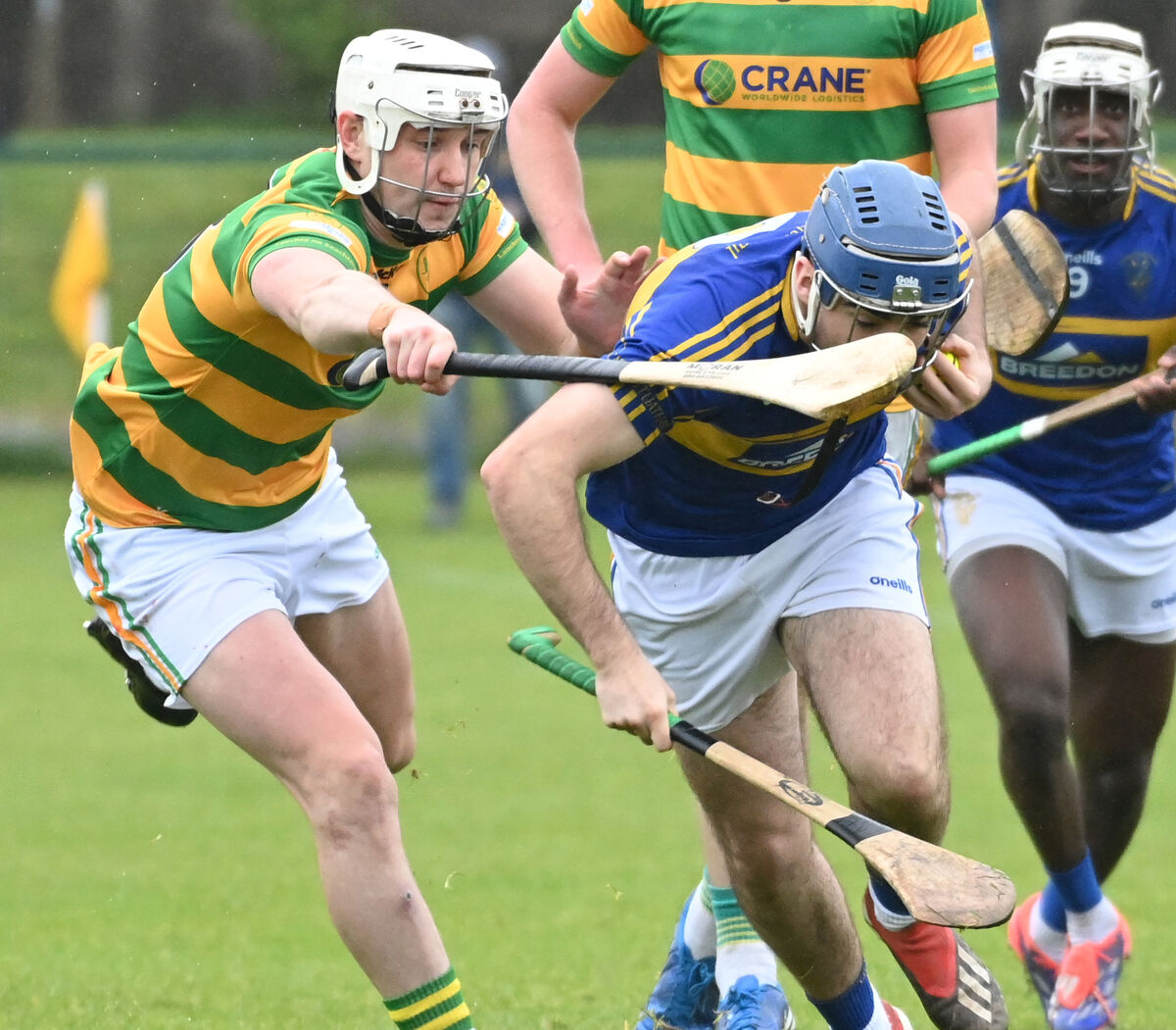 Carrigtwohill's Sean Brennan is tackled by Blackrock's Niall Cashman during the RedFM HL division 1 game at Church road. Picture: Eddie O'Hare