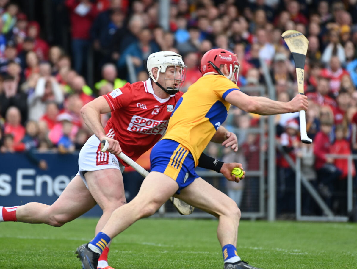 Cork's Patrick Horgan tackles Clare's John Conlon. Picture: Eddie O'Hare Cork's Patrick Horgan tackles Clare's John Conlon. Picture: Eddie O'Hare