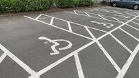 Row of Disabled parking bays in a public car park