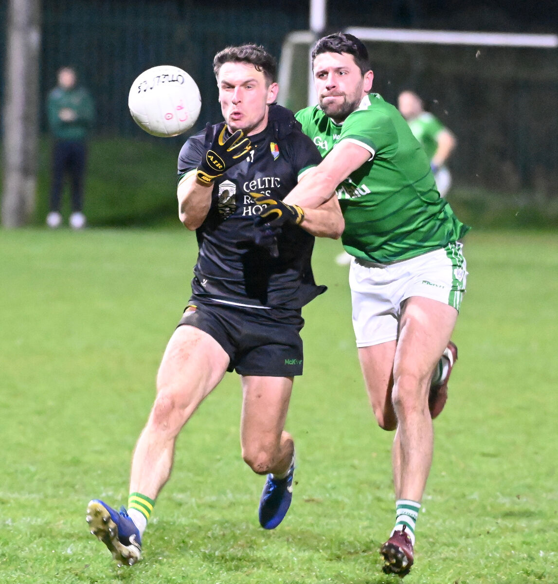 Carbery Rangers' John O'Rourke and Ballincollig's JP Murphy tussle for the ball this season. Picture: Eddie O'Hare