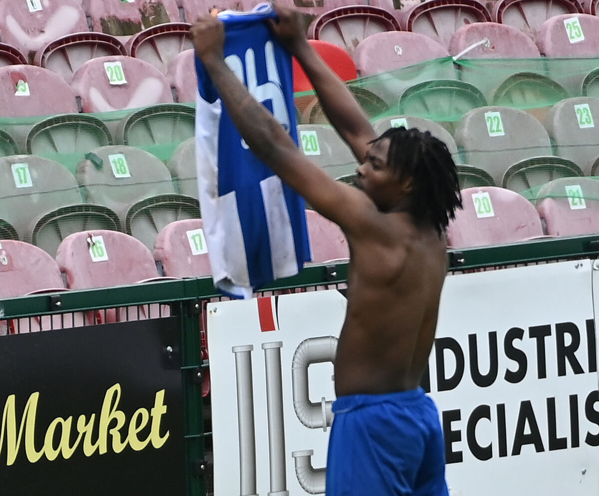 College Corinthians' Destiny Okonkwo celebrates his goal against Ringmahon Rangers during the FAI Intermediate cup final at Turner's Cross. Picture: Eddie O'Hare