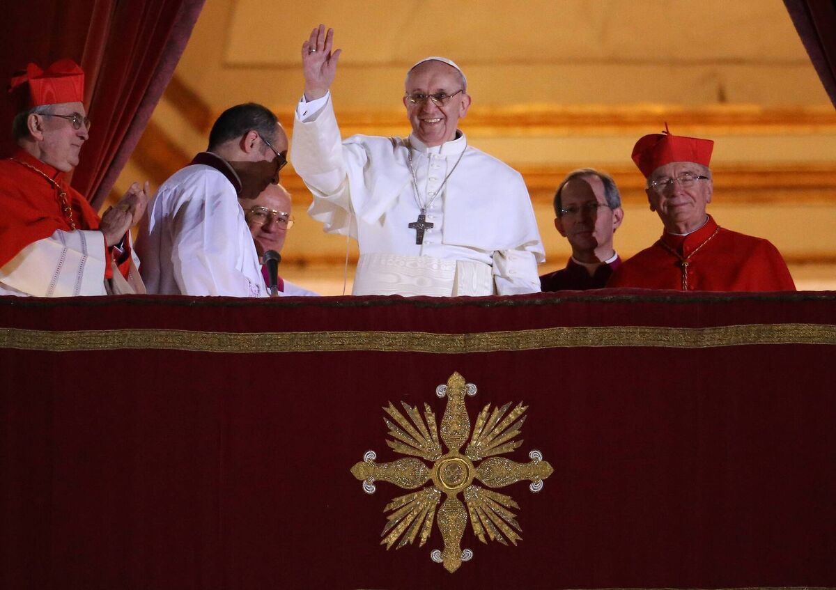 The late Pope Francis at St Peter’s Basilica on March 13, 2013 in Vatican City, when he was elected as the 266th Pontiff.