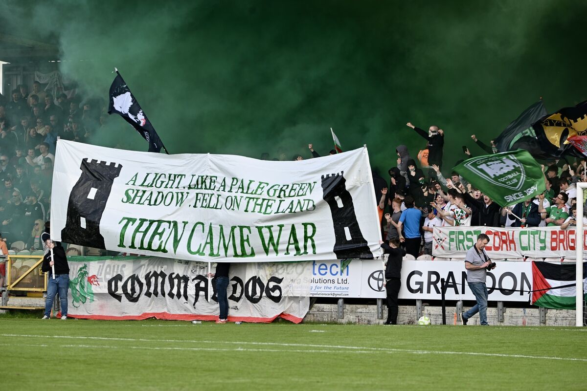 Fans in full voice at Turner’s Cross during the Cork City and Waterford game on Monday afternoon. Picture: Chani Anderson. Fans in full voice at Turner’s Cross during the Cork City and Waterford game on Monday afternoon. Picture: Chani Anderson.