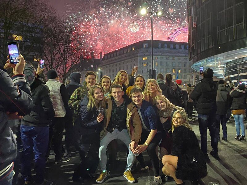 Rodni enjoying the fireworks with Lieke Hettinga, Ciara McCarthy, Aisling Costello, Niamh Salmon, Emily Bleahan, Sophie O’Riordon, Ronan Collins, Danny O’Sullivan, and Eva McCarthy