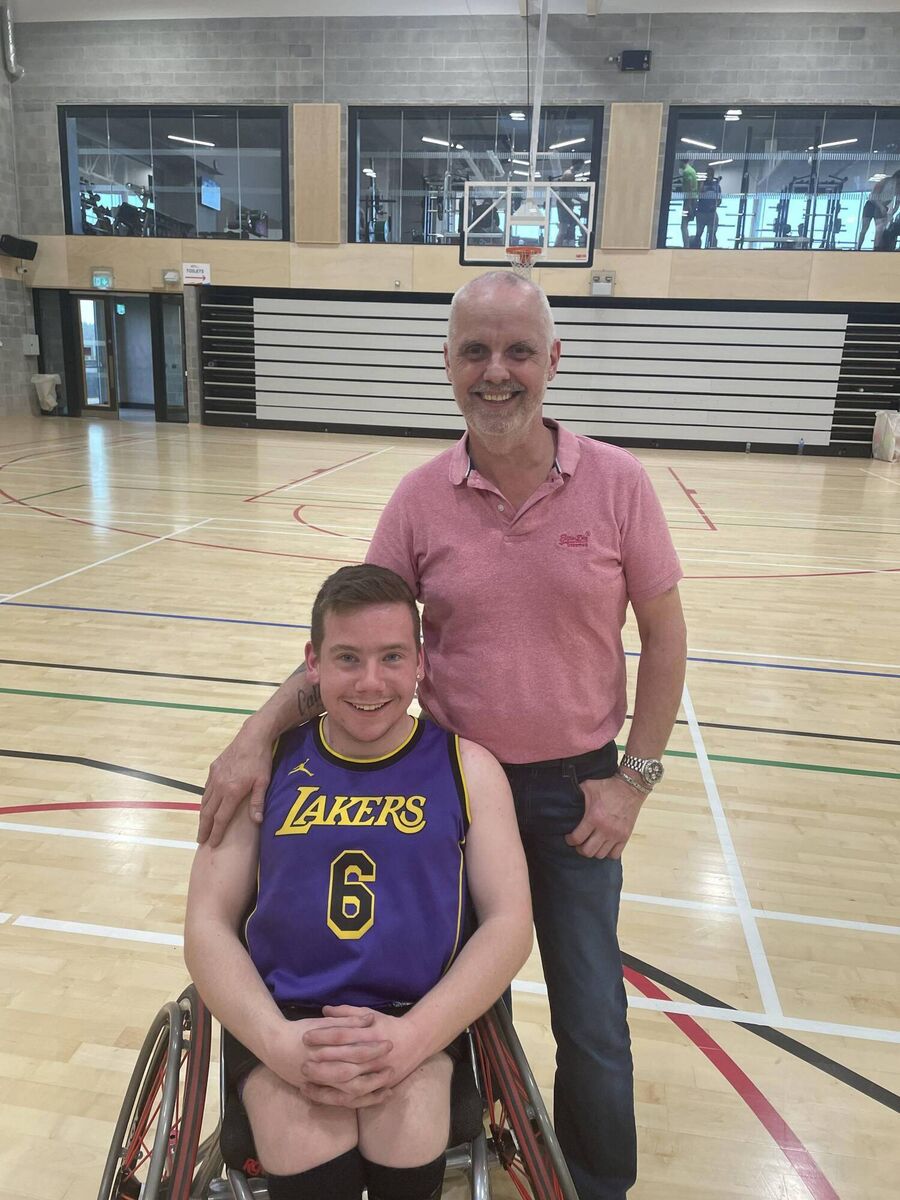Rebel Wheelers committee member Paudie Lynch with his son Cathal at one of their recent training session at the MTU Arena before they head to Sardinia to play in the Eurocup. KD Rebel Wheelers committee member Paudie Lynch with his son Cathal at one of their recent training session at the MTU Arena before they head to Sardinia to play in the Eurocup. KD