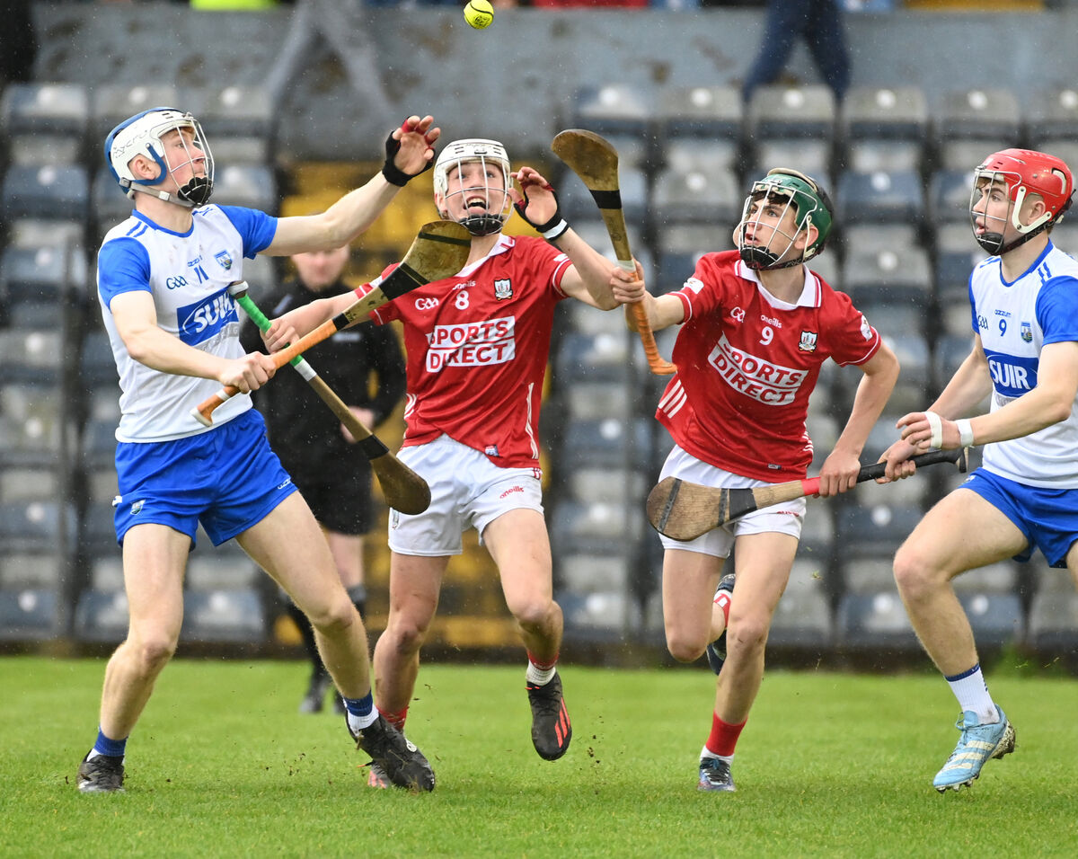  Cork's Tom A Walsh and Jack Counihan tussle with Waterford's Jack Power. Picture: Eddie O'Hare