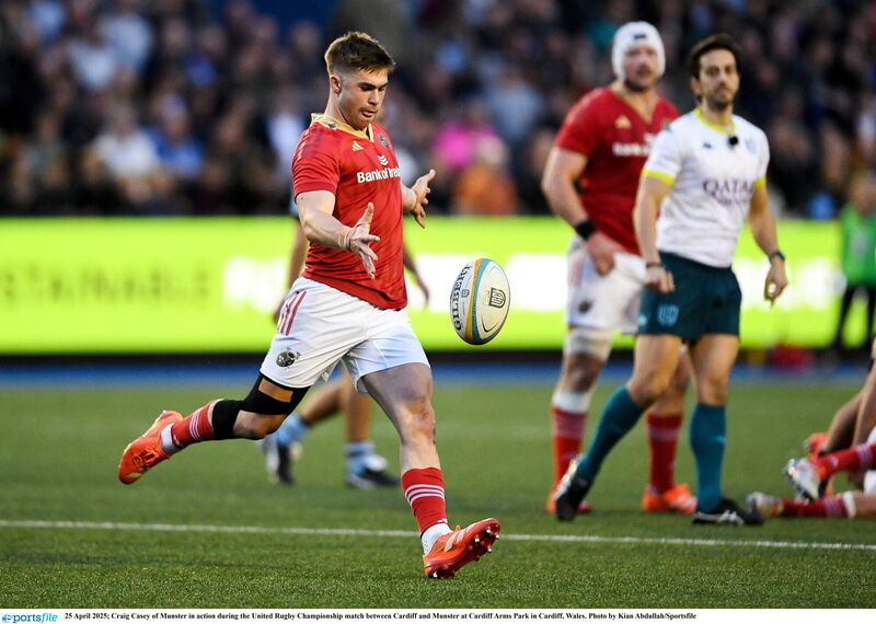 Jack Crowley in action for Munster at Cardiff Arms Park. Picture: Kian Abdullah/Sportsfile