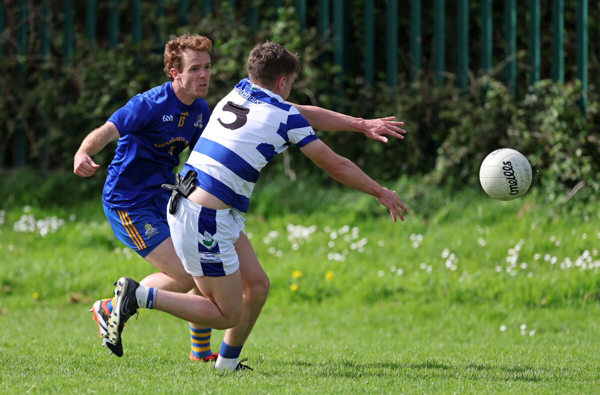 St Finbarr's Eoin McGreevy and Joe Bohane of Castlehaven battle for the ball. Picture: Jim Coughlan