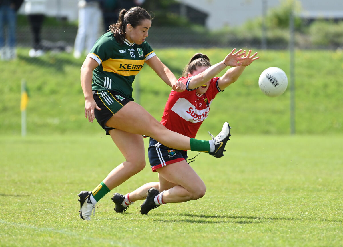 Kerry's Danielle O'Leary shoots from Cork's Dara Kiniry. Picture: Eddie O'Hare
