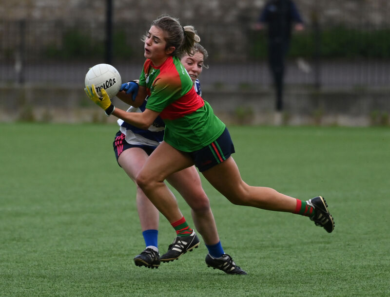  Cork's Kate O'Donovan, in action for her club Clonakilty against Kinsale's Kate Redmond. O'Donovan worked hard all through for Cork at midfield to help seal their win over Kerry. Picture:  Eddie O'Hare