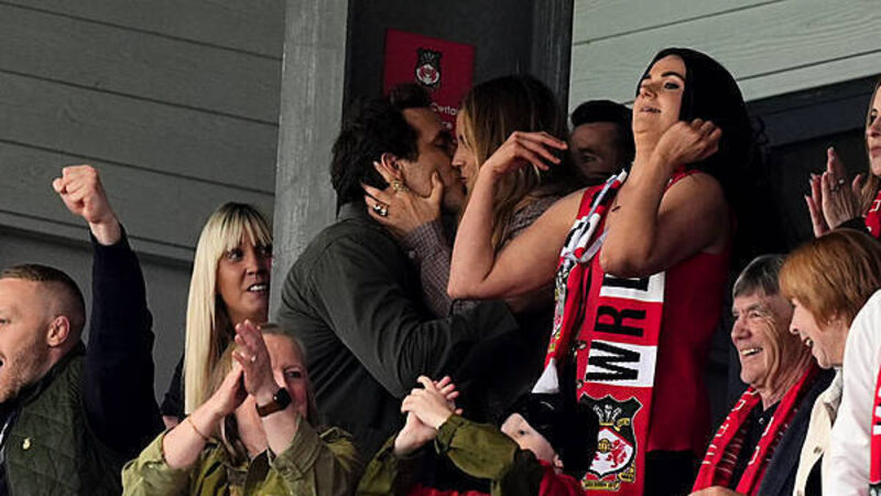 Ryan Reynolds shares kiss with Blake Lively as Wrexham earn third promotion