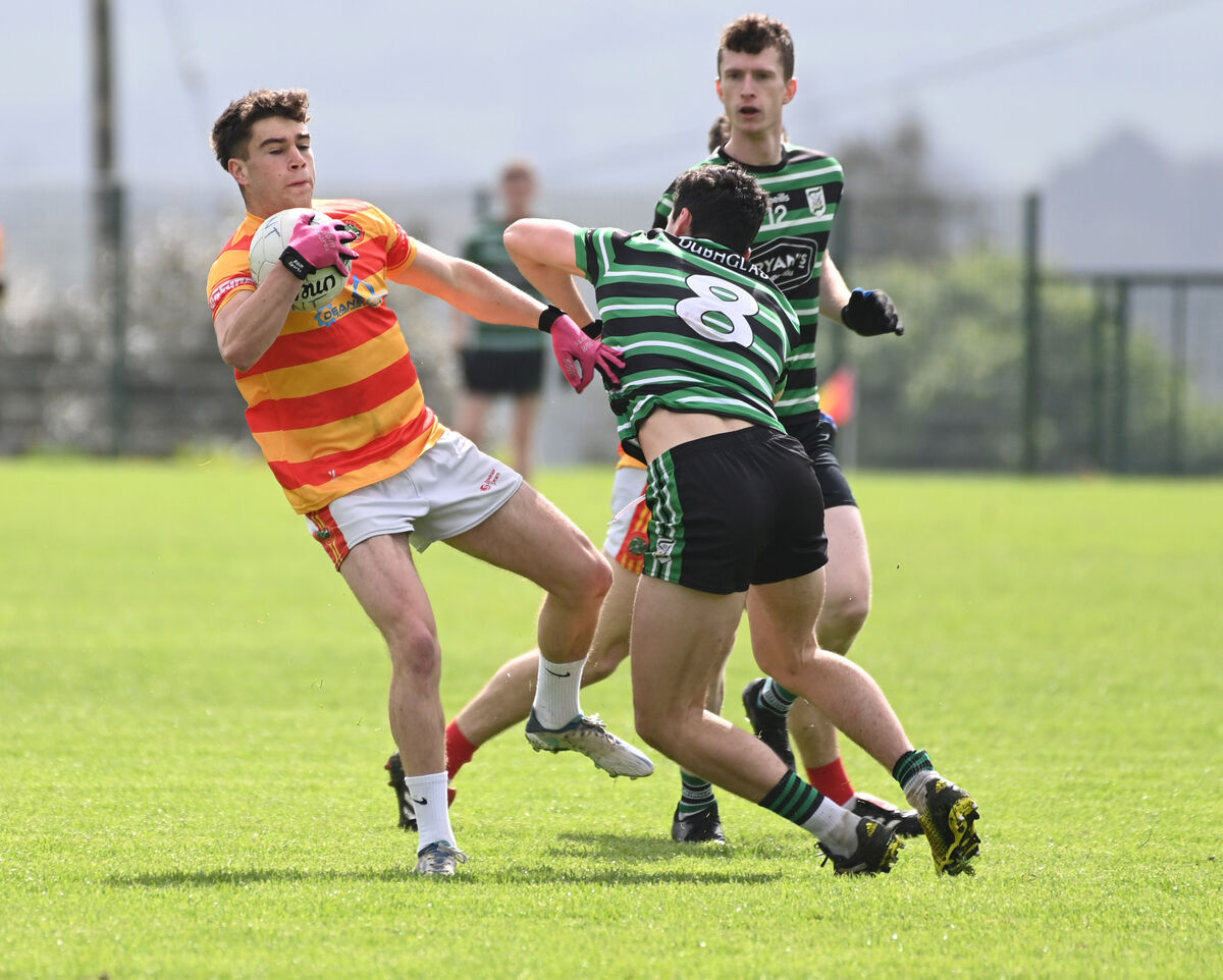 Newcestown's Paul Kelly wins the ball against Douglas at Newcestown. Picture: Eddie O'Hare