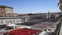 A view of St Peter's Square  during the funeral of Pope