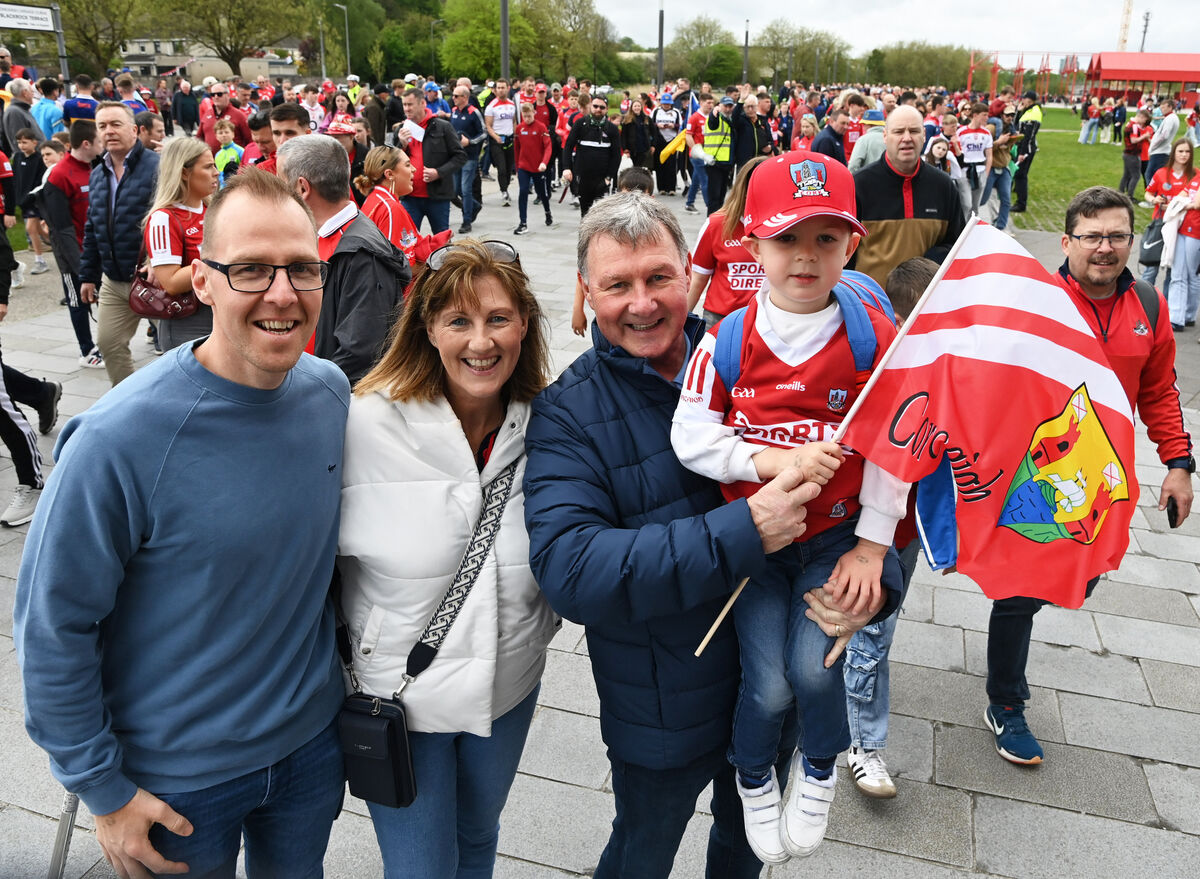Former Cork player Tom Cashman, his son Brian and grandson Liam Casham and Alan Connolly's mother Carol Cashman. Picture: Eddie O'Hare Former Cork player Tom Cashman, his son Brian and grandson Liam Casham and Alan Connolly's mother Carol Cashman. Picture: Eddie O'Hare