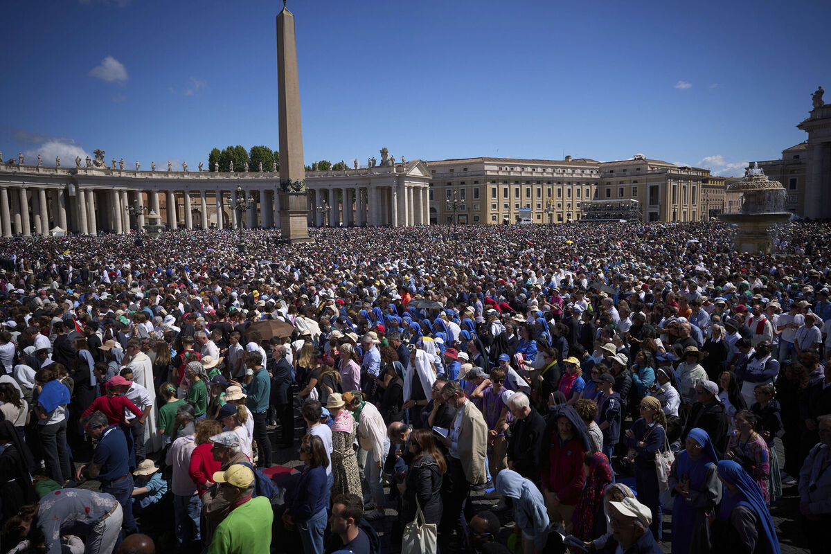 Faithful listen to mass during the funeral of Pope Francis in St. Peter’s Square at the Vatican last Saturday. Picture: AP Pgoto/ Emilio Morenatti. Faithful listen to mass during the funeral of Pope Francis in St. Peter’s Square at the Vatican last Saturday. Picture: AP Pgoto/ Emilio Morenatti.
