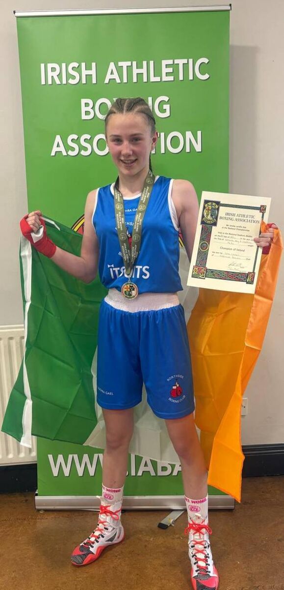 Cork Boxing: All-Ireland Girl 2 champion Leah Cairns from Northside Boxing Club at the National Stadium.